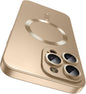 Magnetic for iPhone 16 Pro Case [Compatible with MagSafe][Built-in Camera Lens Protector] Slim Soft Silicone Bumper Shockproof Metallic Luster Phone Case (Gold)