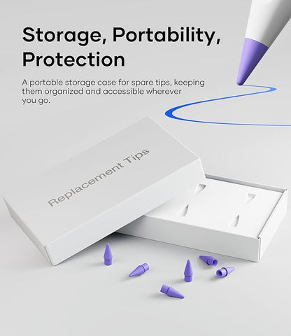 Replacement Pencil Tips for Apple Pencil Pro, Pen Tips for Apple Pencil 2nd Gen/1st Gen/USB-C, Wear-Resisting Pencil Nibs with Storage Box, Pen Nibs Set Compatible with Apple Pen (6 Pack, Purple)