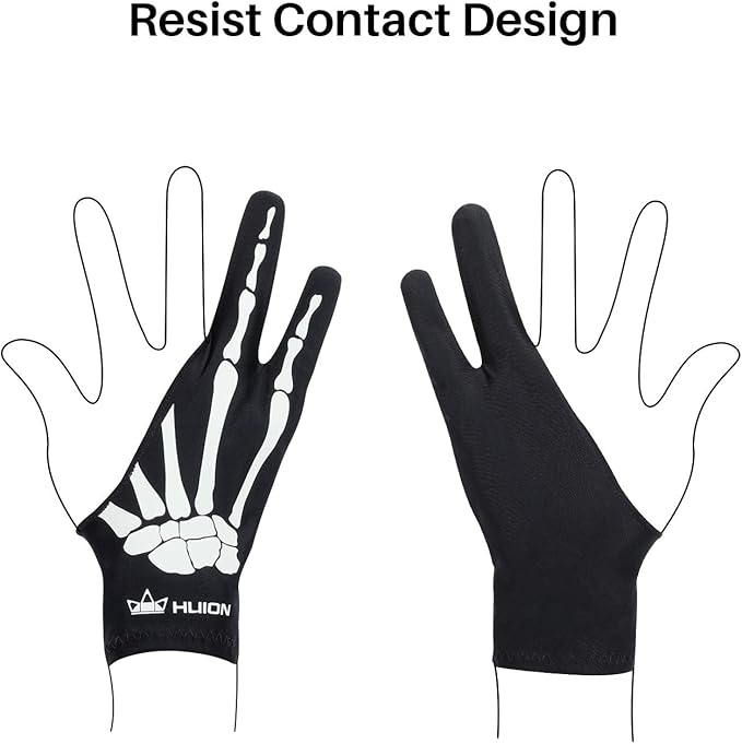 HUION Skeleton Artist Glove for Graphic Drawing Tablet Pad Monitor Painting, Paper Sketching, Suitable for Left and Right Hand