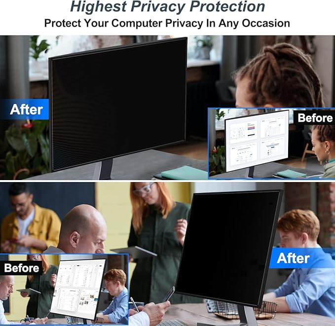 [2-Pack] 21.5 Inch Privacy Screen for Monitor Computer Screen Privacy Filter for 16:9 Widescreen Monitor Desktop PC Monitor Privacy Film Monitor Privacy Shield and Anti-Glare Protector