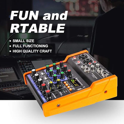 G-MARK Analog Mixer Audio 4 Channel DJ Audio Mixer Bluetooth Studio Karaoke For PC Live Performance KTV Home Stage Music Effects Sound Card Protable Mixing Console