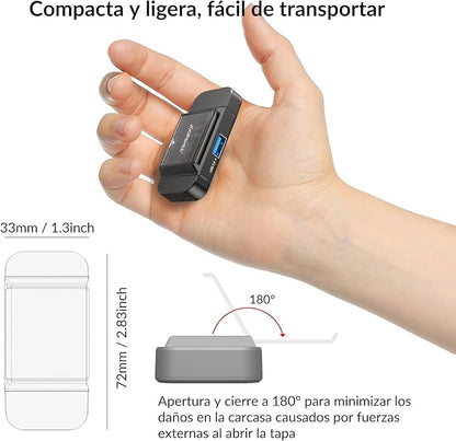 6-in-1 SD/TF Card Reader Adapter with USB A & Type C Port & USB 3.0 Slots for Micro SD/SDHC/SDXC/MMC Memory Cards, Compatible with PC, MacBook, Chromebook, Android Phone, i-Phone