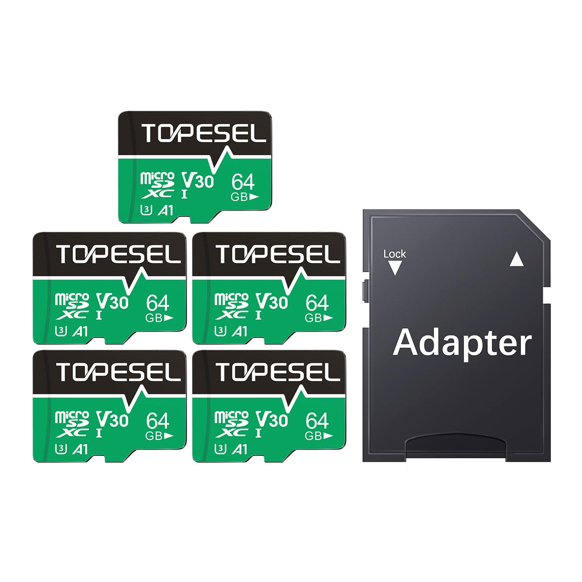 TOPESEL 128GB Micro SD Card 2 Pack with Adapter, High Speed TF Card, Memory Card microSDXC for Camera, Smartphone, Tablet, Dash Cam, Drone, UHS-I, U3, A1, 4K UHD, V30(128GB 2Pack)