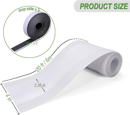 Floor Cable Covers - 20ft Oxford Fabric Cord Protector with Adhesive Hook & Loop,Waterproof Wire Storage Sleeve for Any Floor Surface,Durable Cable Management to Prevent Tripping Hazards (White, 20ft)