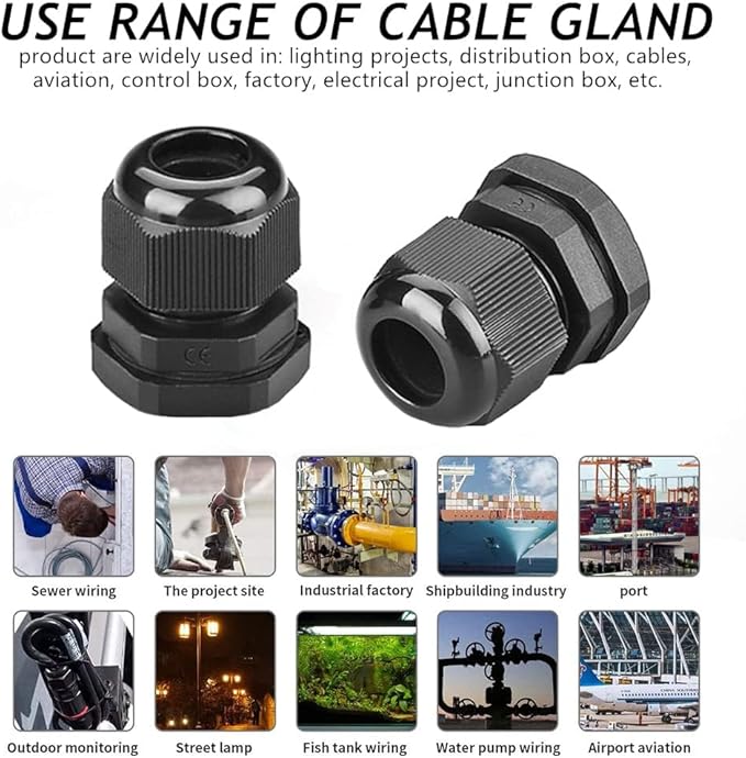 PENGLIN NPT 1/2 Nylon Cable Connector,IP68 Waterproof Strain Relief Cord Adjustable Connector With Gaskets for Electrical Box (1/2 Inch (100 PCS))
