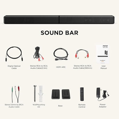 2.2ch 100W Sound Bar for Smart TV, 2-in-1 Detachable Bluetooth 5.3 Speaker with 3 EQ Modes & Adjustable Bass - Home Theater Audio for Movies, Gaming, Music
