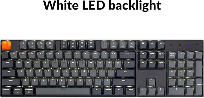 Keychron K10 Full Size Layout White LED Backlit Hot-Swappable Mechanical Keyboard for Mac Windows, Multitasking 104-Key Bluetooth Wireless/USB Wired Computer Keyboard with Gateron G Pro Red Switch