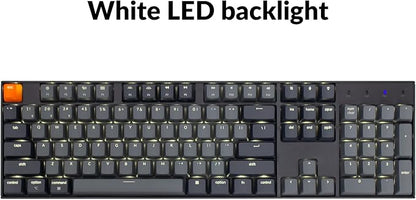 Keychron K10 Full Size Layout White LED Backlit Hot-Swappable Mechanical Keyboard for Mac Windows, Multitasking 104-Key Bluetooth Wireless/USB Wired Computer Keyboard with Gateron G Pro Red Switch