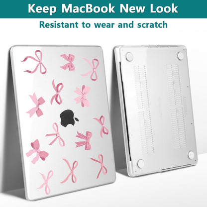 Teryeefi Case for M5 M4 MacBook Pro 14 inch 2025 2024 2023 2021 M4 A3112 A3401 A3185 M3 A2918 A2992 M2 A2779 M1 A2442, Hard Shell Cover + Keyboard Cover for 14 inch MacBook Pro, Cute Pink Bows