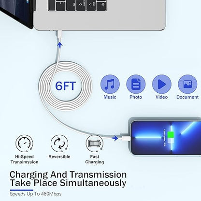 【Apple MFi Certified】Fast Charger iPhone,Fast i Phone Charging Cord 3Pack iPhone Charger Fast Charging Plug Block 6FT USB C to Lightning Cable for iPhone 14/14 Pro Max/Plus/13 Mini/12/11/XR/XS,AirPods