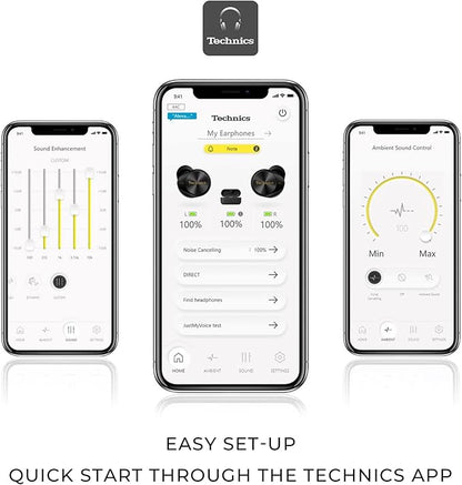 Technics Premium Hi-Fi True Wireless Bluetooth Earbuds with Advanced Noise Cancelling, 3 Device Multipoint Connectivity, Wireless Charging, Hi-Res Audio + Enhanced Calling - EAH-AZ80-S (Silver)