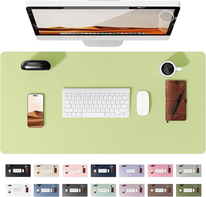 YSAGi Leather Desk Protector, Office Mat, Large Mouse Mat, Non-Slip PU Leather Blotter, Laptop Desk Mat, Waterproof Writing Pad for Office and Home (Peak Green, 31.5" x 15.8")