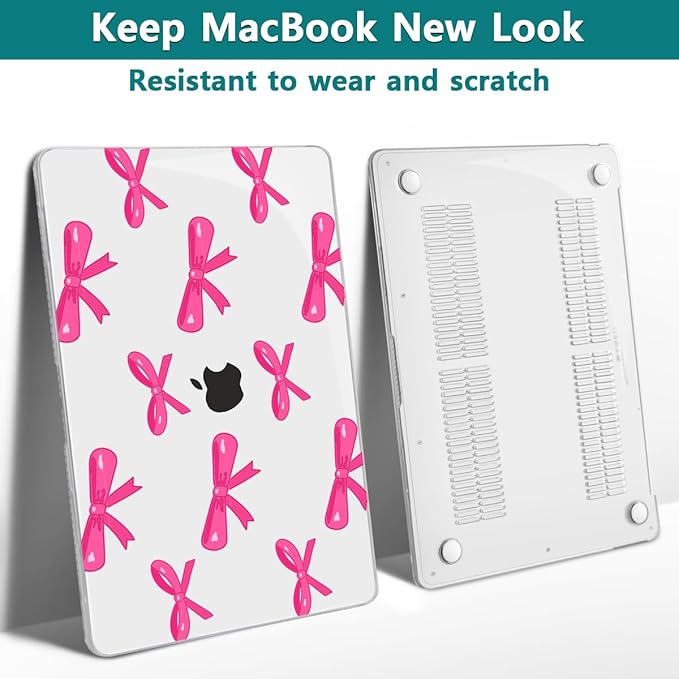 Teryeefi for MacBook Air 13 inch Case 2020 2019 2018 fits Model M1 A2337 A2179 A1932 with Retina Display with Touch ID, Plastic Hard Shell Case & Keyboard Cover & Screen Protector, Bows-A