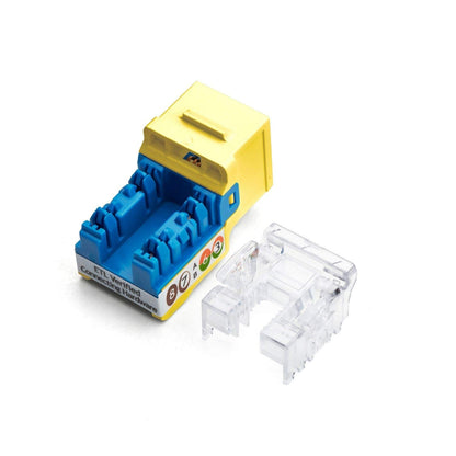 TRUE CABLE Cat5e Keystone Jack, Unshielded (UTP), 90 Degree Punch-Down, PoE++ (4PPoE) 100W, UL Listed, ETL Verified, ANSI/TIA Certified, Modular RJ45 Female, Yellow, 24 Pack
