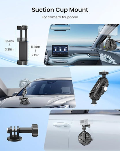 4" Suction Cup Mount with Magic Arm for Car Camera Mount for Go pro Windshield Phone Holder for Insta 360 Action Camera Accessories