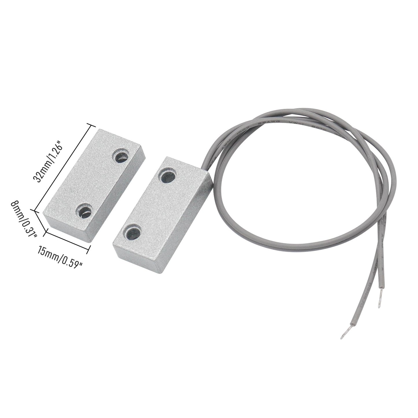 FOCMKEAS Magnetic Reed Switch, NO, 2 Wire, Zinc Alloy Sliver, MC-51