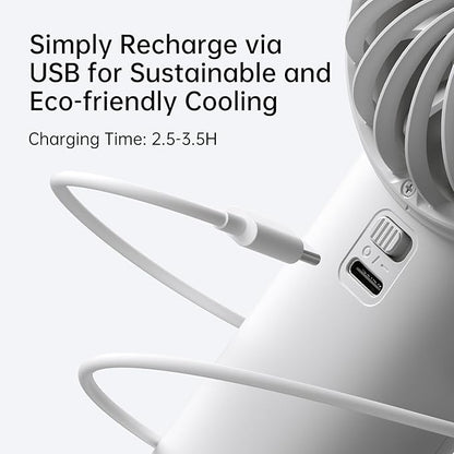 JISULIFE Handheld Portable Fan with Powerful Motor,LED Display,3600mAh Battery,5 Wind Speeds,Lanyard; Summer Essentials USB Rechargeable Hand held Fan for Travel,Beach,Makeup,Concerts-Gery