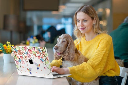 MEEgoodo Case for M4/M3/M2 MacBook Air 13.6 inch Case 2025 2024 2022, Fit Model A3240/A3113/A2681, Laptop Hard Shell with Keyboard Cover Compatible with MacBook Air 13 inch, Birds & Flowers
