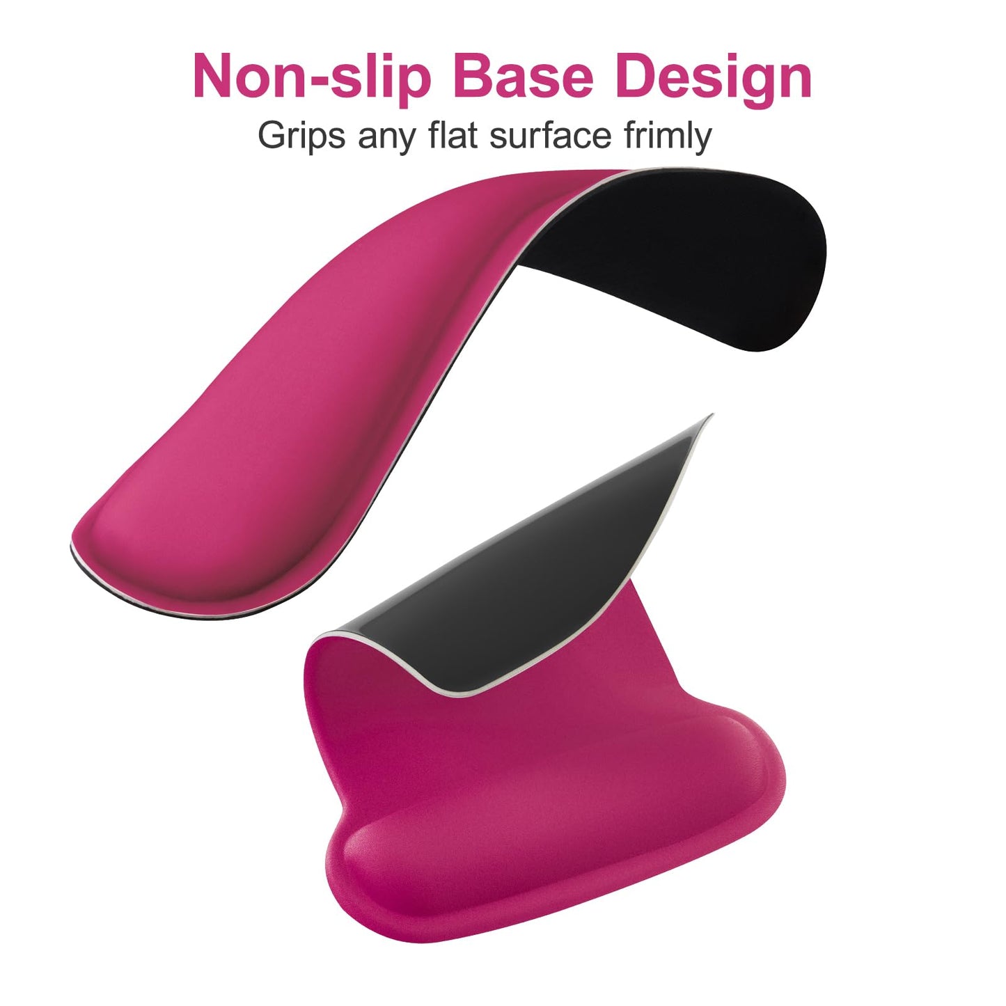 MOSISO Wrist Rest Support for Mouse Pad & Keyboard Set, Ergonomic Mousepad Non-Slip Base Home/Office Pain Relief & Easy Typing Cushion with Neoprene Cloth & Raised Memory Foam, Rose Red
