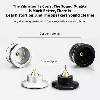 HiFi Speaker Spikes IF03B by Audiocrast, Speaker Vibration Dampener Stand Feet Pads Shock Absorber Isolation Pucks, Speaker Resonance Reducer with Non-Slip Mat for Turntable Amp CD DAC Recorder