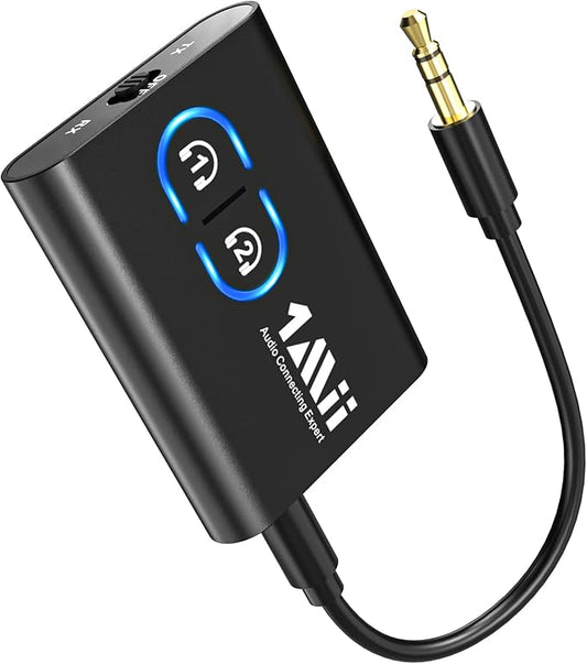 1Mii Bluetooth 5.3 Transmitter Receiver for TV to Wireless Headphones, Dual Link aptX Adaptive/Low Latency/HD Audio, Aux Bluetooth Audio Receiver Adapter for Home Stereo, Airplane, Boat, Gym