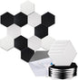 Mollywell Hexagon Acoustic Panels, Carved Patterns, Soundproofing, Decorative Noise Reduction Felt Wall Tiles for Ceilings, Home Office & Gaming Room (Black and White), 14x12x0.4 Inch
