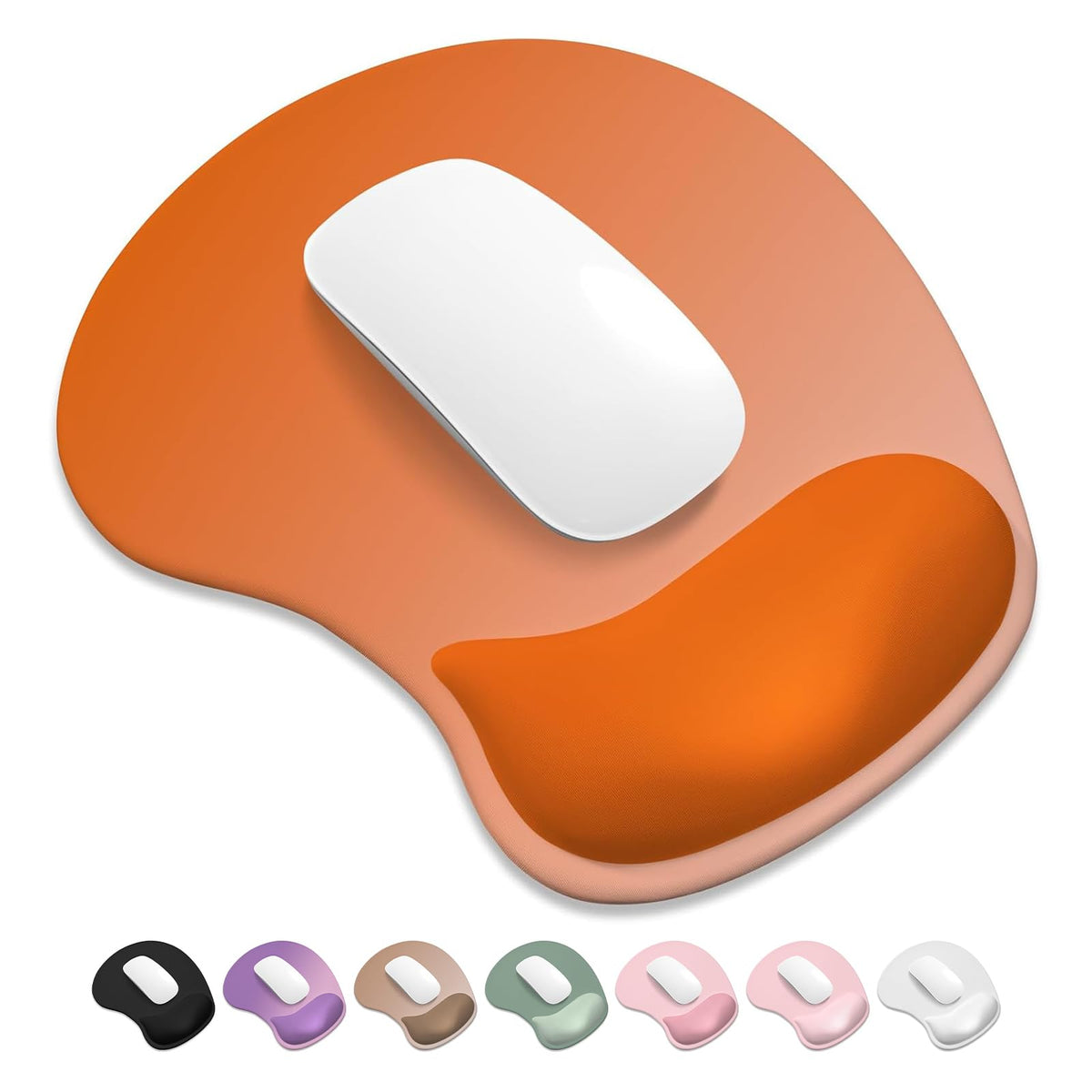 ITNRSIIET Ergonomic Mouse Pad, Cushioned Gel Wrist Rest, Non-Slip Base, Smooth Surface, Cute Multi-Color, 9.5 x 8.2 in, White