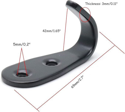 Flyisland Wall Hooks 8 Pcs, Coat Hooks Garage Hook Wall Mounted Hat Hangger Hooks Robe Hook Single Coat Hanger Heavy Duty (8 Pack, Black Round)