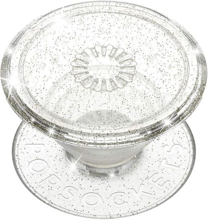 PopSockets Translucent Phone Grip with Expanding Kickstand, PopSockets for Phone, Adhesive Grip, Translucent PopGrip - Clear Glitter Silver