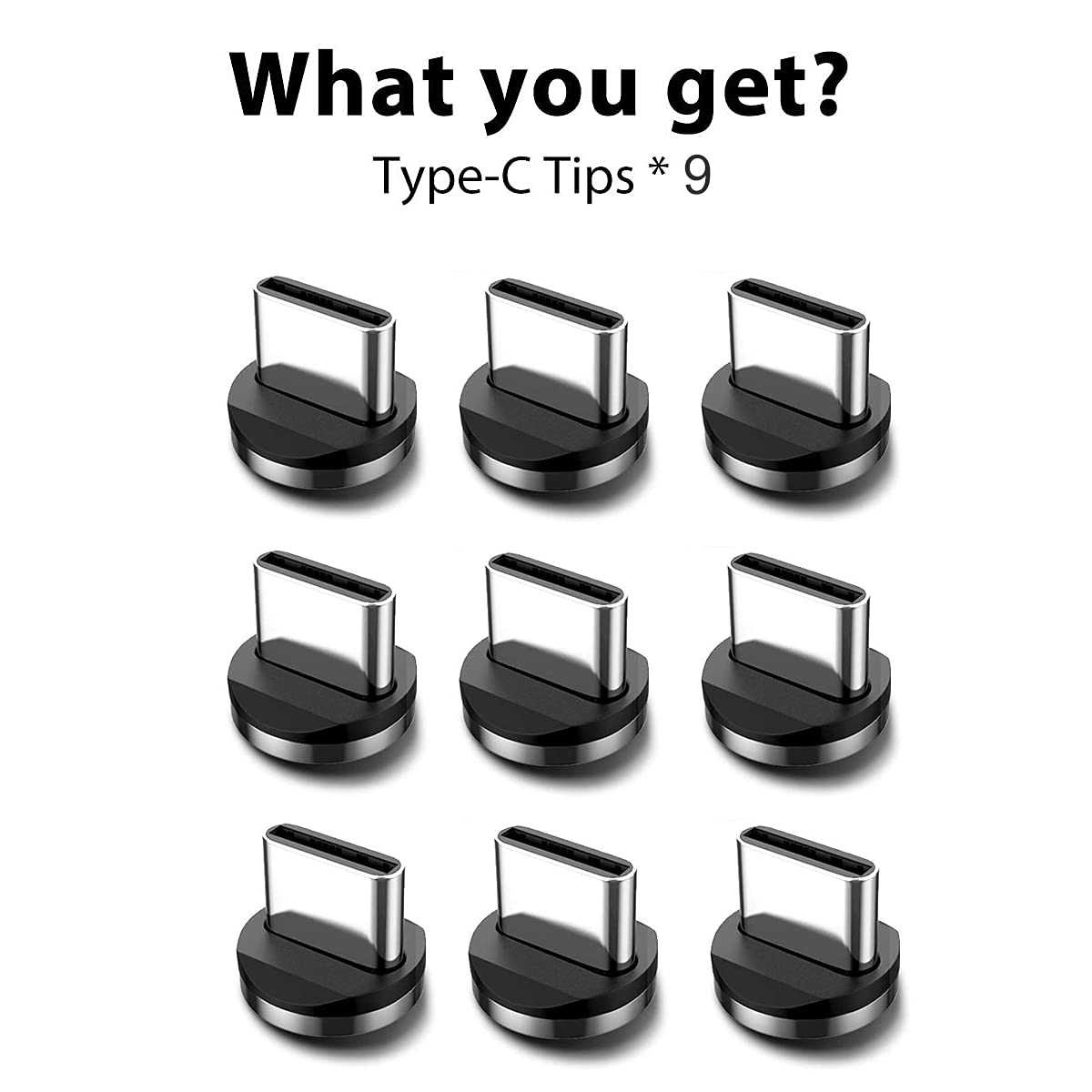 Bojianxin Magnetic Connector Tips Head for Type C Android Devices (9 Pack), Magnetic Phone Cable Adapter