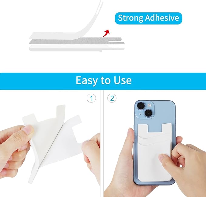 SS Phone Wallet, Card Holder for Phone Case Stick on Silicone Double Phone Pocket Suitable for iPhone Samsung Galaxy Any Smartphone 3 Pack