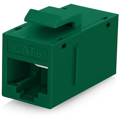 Everest RJ45 CAT6 Keystone Coupler in Green (6-Pack) - RJ45 Coupler for Ethernet, Cat6 Keystone Jacks