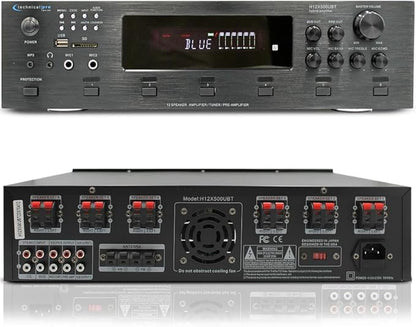 Vaiyer Home Audio System Kit, 6-Channel 6000 Watts Bluetooth Amplifier with 6.5" 10 Qty of 200 W Each Frameless in-Ceiling Speakers & 16 AWG 500 ft Speaker Wire - Perfect for Home, Office, Restaurant