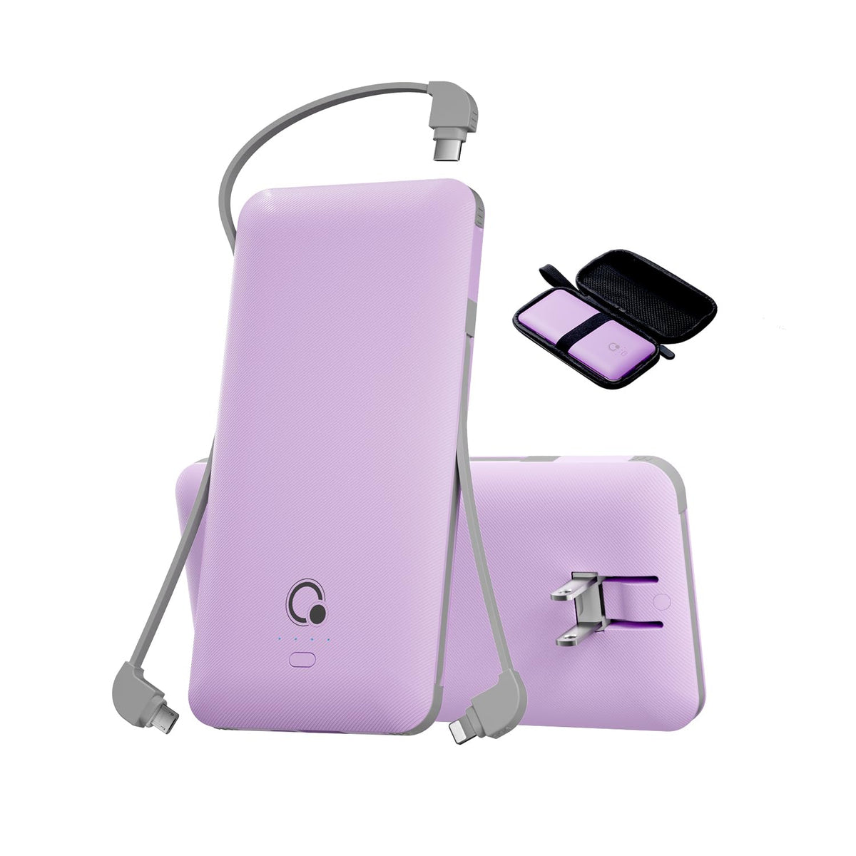 Portable Charger with Built-in Cables and AC Wall Plug, USB C External Battery Pack, 10000mAh Travel Essentials Power Bank Compatible with iPhone17/16/15/14/13, Samsung Galaxy, Pixel,Tablet and More