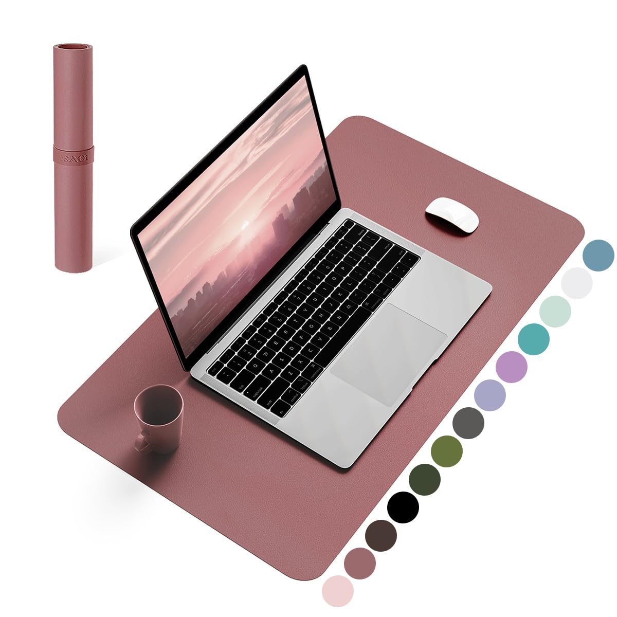 YSAGi Non-Slip Leather Desk Pad, Waterproof Laptop Computer Desk Keyboard Mat, Table Protector Blotter Mat, Large Mouse Pad for Office/Work/Home/Decor(Black, 31.5" x 15.7")