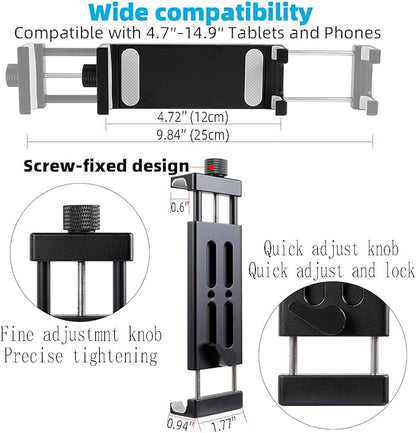 All-Aluminum Car Tablet Holder with Heavy Duty Drill Base, Compatible with iPad Pro Mini 4.7"-15" Samsung Galaxy Tab Tablets, Car Tablet Mount for Truck,Business ,Boat,Dashboard,Desk,Wall Mounting