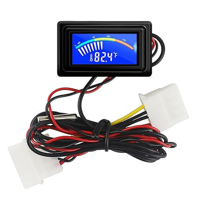 KETOTEK Digital Thermometer Temperature Meter Gauge Waterproof Sensor Probe Aquarium Car PC case Incubator Temp Meter 4 Pin Power Supply Celsius/Fahrenheit LCD Display