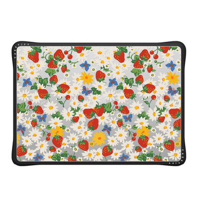 CASETiFY Impact MacBook Air 13.6" (M2-M5) Case [Cushioned Impact Corners/Scratch-Resistant/Anti-Slip Grip] - Strawberry Daisy - Clear Black