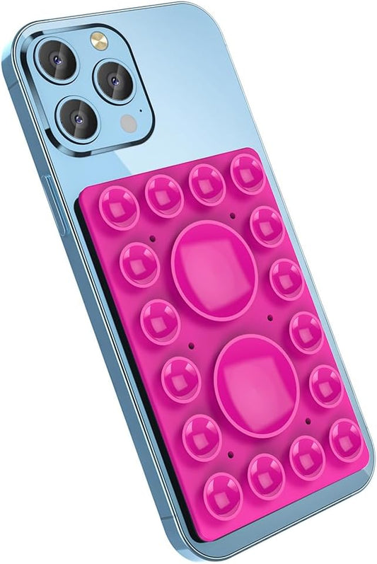 CMZZ Silicone Suction Holder, Silicon Adhesive Phone Accessory for iPhone and Android, Hands-Free Mirror Shower Phone Holder, TikTok Videos and Selfies (Rose Pink, Single Sided)