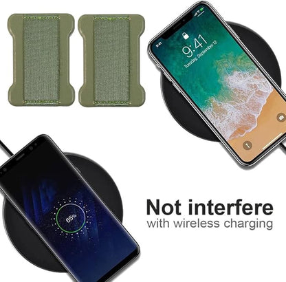 Universal Phone Grip for Smartphones - Phone Holder for Hand for Back of Phone - Wireless Charging Compatible (Black Green) - 2Pack
