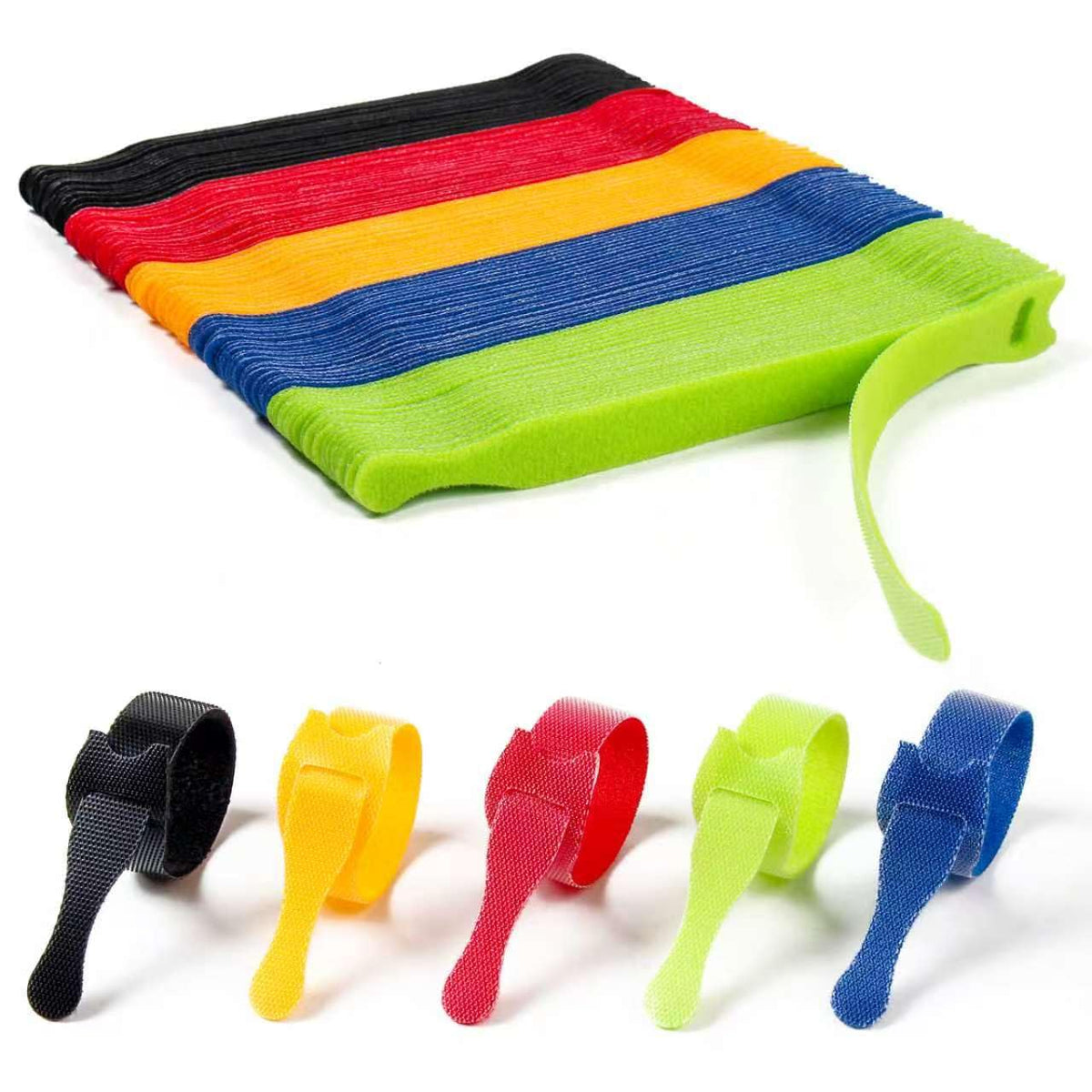 OneLeaf 180Pcs Reusable Cable Ties with Hook and Loop, 4 Inch Wire Ties