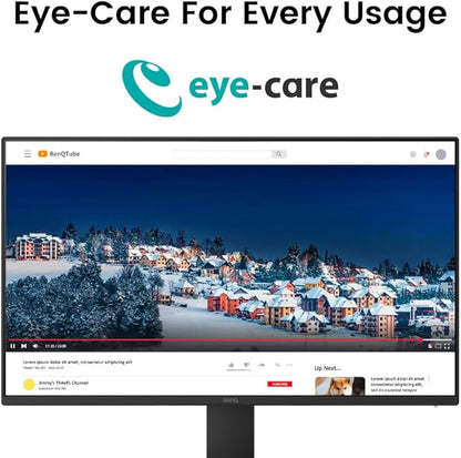 BenQ GW2491 23.8” 1080p FHD 100Hz IPS Eye-Care Monitor, HDMI, DisplayPort, 1080x1920, Ultra Slim Bezel, TUV-Certified, Flicker-Free, Low Blue Light Plus, Eye-CareU