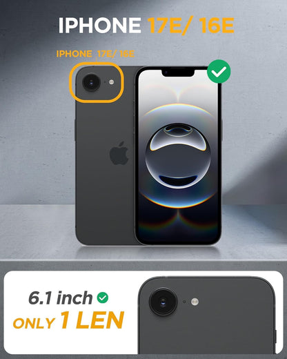 Miracase for iPhone 17e Case & iPhone 16e Case, Full-Body Phone with Built-in Glass Screen Protector, [Magnetic with MagSafe] Military Drop Proof 17 E/ 16 E Cover Bumper 6.1 inch, Black