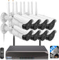 【130° Wide-Angle】 Outdoor Wireless Security Camera System, WiFi Video Surveillance Systems, Home Security Cameras DVR System