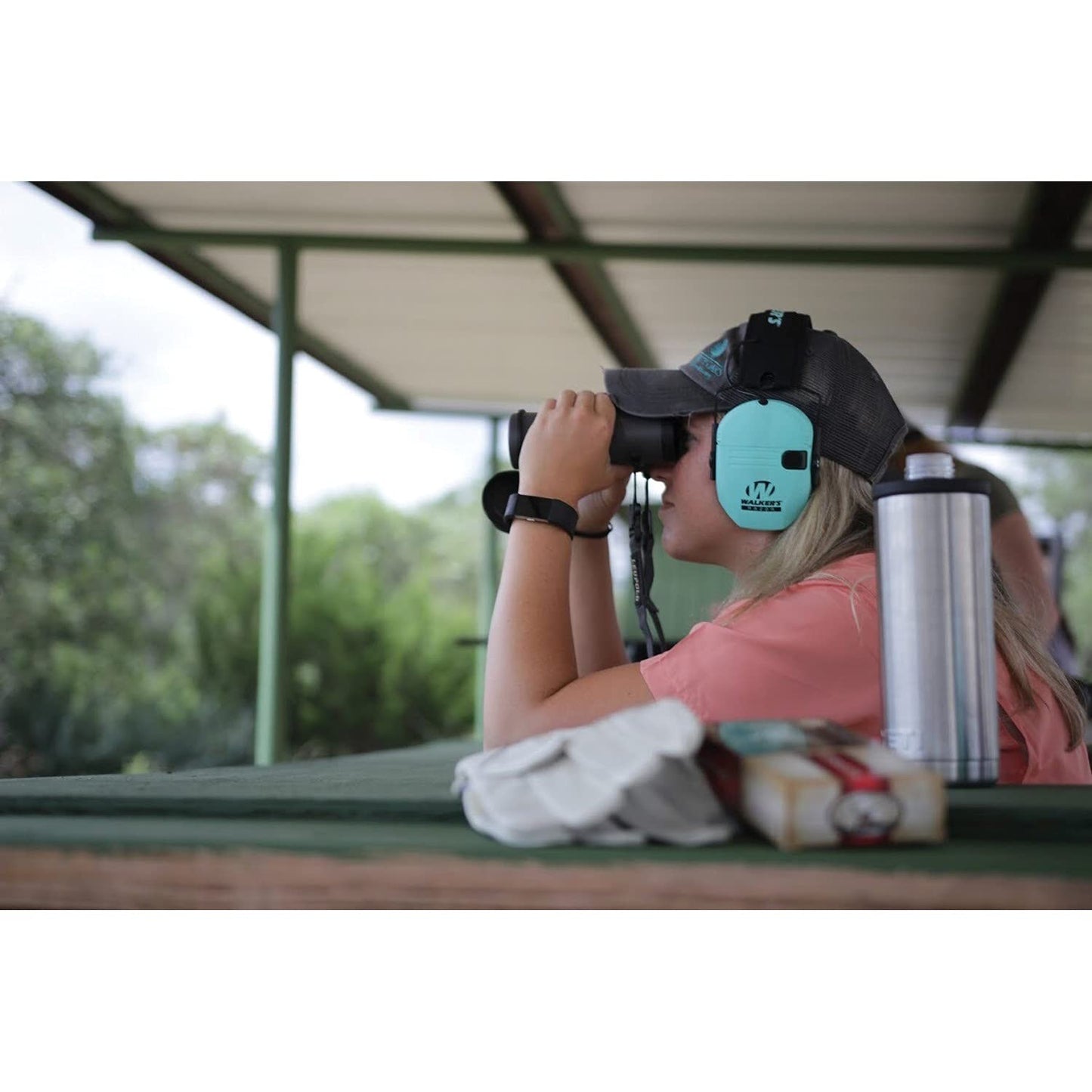 Walker's Razor Slim Electronic Muff Light Teal, 2 AAA Batteries