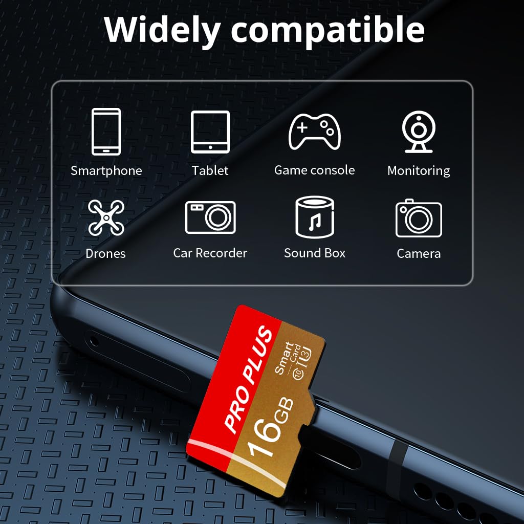 2 Pack Memory Card 16GB with Adapter, High Speed TF Card, UHS-I C10 A1 Memory TF Card for Tablet/Mobile Phone/Camera/Car Audio/Game Console (TF162 Red Gold 16GB)