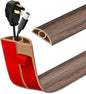 Floor Cord Cover Self Adhesive Cord Hider Floor Extension Cord Covers for Floor Power Cord Protector Cable Management Prevent Cable Trips Cable Cavity 0.32" W x 0.32" H (Smoked Brown Wood, 10Ft)