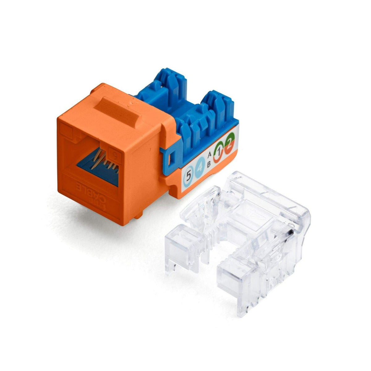 TRUE CABLE Cat6A Unshielded (UTP) Keystone Jack, 90-Degree Punch-Down RJ45 Female Module, PoE++ 4PPoE, UL Listed & TIA Certified, Yellow, 12 Pack