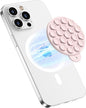 Magnetic Suction Cup Mount for MagSafe Case, Silicone Hands-Free Grip Holder for iPhone and Android, Mirror Shower Phone Stand for Makeup FaceTime Gym Kitchen Bathroom, Lovely Pink