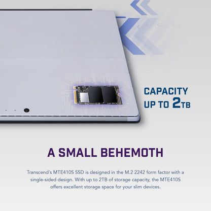 Transcend MTE410 1TB M.2 2242 SSD, Up to 5000MB/s, PCIe Gen4x4 NVMe 3D TLC, for Ultra-Thin Laptops/Lenovo ThinkPad/Yoga Gen 6/ASUS ExpertBook/ZenBook/Mini PC/DRAM-Less Design for Low Power Consumption